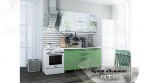 Кухня с фотопечатью Бьянка 1500 Салатовые блестки (BTS)